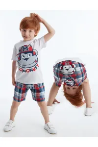 Denokids Monkey Boys Plaid T-shirt Shorts Set