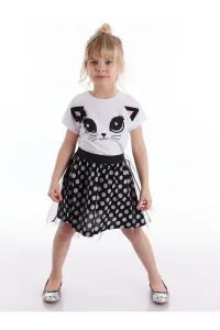 Denokids Polka Dot Cat Girls Blouse Skirt Set