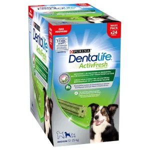 PURINA Dentalife snacky, 2 balenia - 25% zľava - Active Fresh Daily pre stredne veľké psy (2 x 24 kusov)