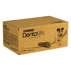 PURINA Dentalife Snacky pre starostlivosť o zuby pre malých psov (7-12 kg) - 108 tyčiniek  (36 x 49 g)