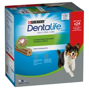 PURINA Dentalife Snacky pre starostlivosť o zuby pre stredne veľkých psov (12-25 kg) - 24 tyčiniek (8 x 69 g)