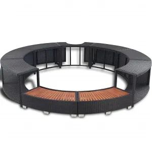 DEOKORK Set nábytku k mobilnej vírivke kruhovej (čierny umelý polyratan)