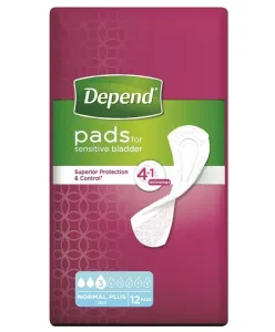 DEPEND NORMAL PLUS inkontinenčné vložky pre ženy, 10x28 cm, savosť 365 ml, 1x12 ks