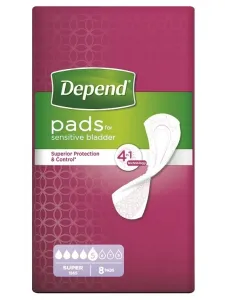 DEPEND SUPER inkontinenčné vložky pre ženy, 11x36 cm, savosť 638 ml 1x8 ks