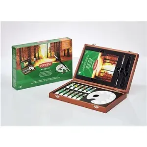 DERWENT Academy Acrylic Paints Wooden Box Set, drevený darčekový kufrík 12 ks