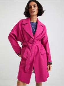 Kabát Desigual dámsky, ružová farba, prechodný, oversize #611532