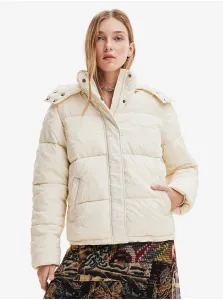 Desigual Calgary Cream Women's Winter Quilted Jacket - Women