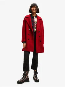 Červený dámsky zimný kabát s prímesou vlny Desigual London #609705
