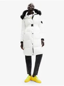 White Ladies Winter Quilted Coat Desigual Sundsvall - Ladies #607640
