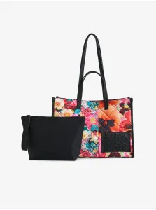 Pink-Black Ladies Flowered Handbag 2in1 Desigual Lilo Hanover - Ladies