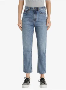 Blue Womens Shortened Straight Fit Jeans Desigual Denim Scarf - Women #1062550