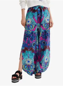 Ružovo-tyrkysové dámske vzorované voľné nohavice Desigual Lile-Lacroix #4882616