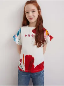 White Girly Patterned T-Shirt Desigual Bella - Girls #694535