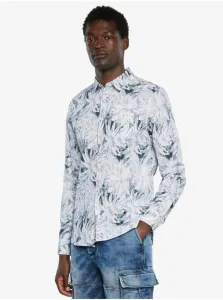 Light blue mens floral shirt Desigual Cam Angelo - Men #5201968