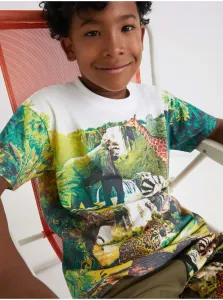 Bielo-zelené chlapčenské vzorované tričko Desigual Fresa #660335