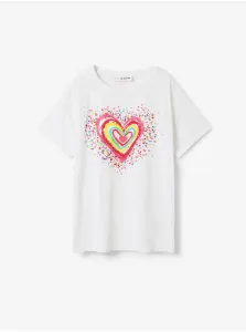 White Girls' T-shirt Desigual Heart - Girls #4412657
