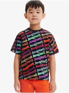 Black Kids Patterned T-Shirt Desigual Logomania - Boys