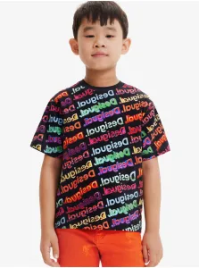 Detské bavlnené tričko Desigual čierna farba, vzorovaný