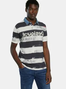 Black & White Mens Striped Polo T-Shirt Desigual TS Julien - Men