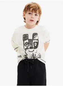 Krémové chlapčenské tričko s dlhým rukávom Desigual #7399161