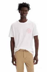 Bavlnené tričko Desigual biela farba, s potlačou #8739612