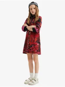Dievčenské šaty Desigual červená farba, mini, rovný strih