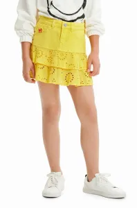 Dievčenská sukňa Desigual žltá farba, mini, áčkový strih #7522210