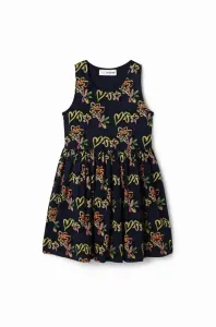 Dievčenské bavlnené šaty Desigual tmavomodrá farba, mini, áčkový strih #7525540