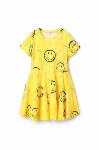 Dievčenské bavlnené šaty Desigual žltá farba, mini, áčkový strih #8213067