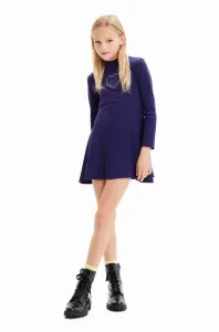 Dievčenské šaty Desigual tmavomodrá farba, mini, áčkový strih #9081637
