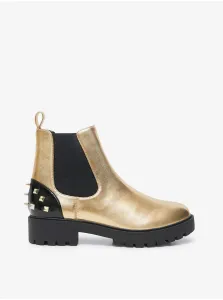 Topánky Chelsea Desigual dámske, zlatá farba, na plochom podpätku #1050617