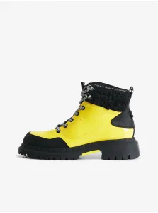 Čierno-žlté dámske členkové topánky Desigual Trekking White #634129