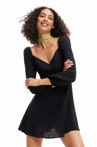 Šaty Desigual čierna farba, mini, áčkový strih #8479026