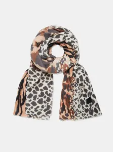 White and Brown Patterned Scarf Desigual Animal Patch Bufanda - Women