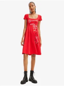 Červené dámske vzorované šaty Desigual Broadway Road #7182552