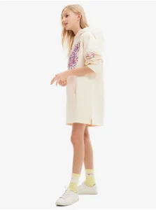 Krémové dievčenské mikinové šaty s kapucňou Desigual Emmline Disney #7199371