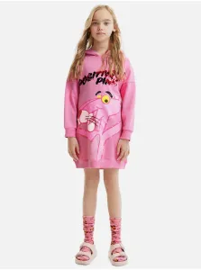 Dievčenské bavlnené šaty Desigual ružová farba, mini, rovný strih #633228