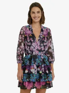 Purple Floral Dress Desigual Vest Olimpia - Women #4394736