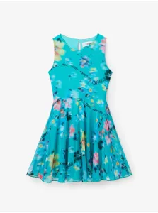 Tyrkysové dievčenské kvetované šaty Desigual Gardenia #4551539