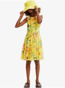 Žlté dievčenské kvetované šaty Desigual Gardenia #4551534