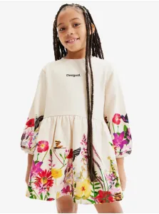 Béžové dievčenské kvetované mikinové šaty Desigual Lorena #7199369