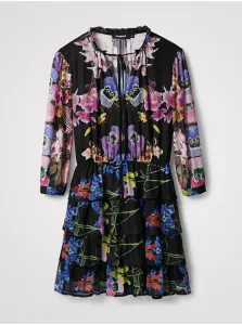 Čierne dámske kvetované krátke šaty Desigual Lyon #665547