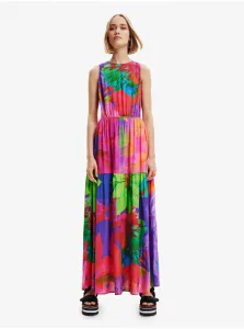 Purple-pink Women's Patterned Maxi-Dress with Necklines Desigual Sandall - Ladies #4550965