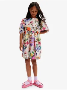 Purple and cream floral dress for girls Desigual Akira - girls #9015318