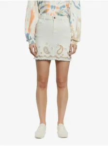 Krémová rifľová sukňa Desigual Fal Billi Jeans #650543