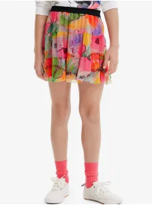 Ružová dievčenská kvetovaná sukňa Desigual Flowers #4551526
