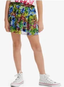 Modro-zelená dievčenská kvetovaná sukňa Desigual Garden #4551524