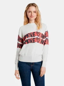 Biely dámsky sveter s nápismi Desigual Amore Amore #1050667