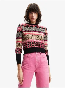 Black & Pink Women Patterned Sweater Desigual Aspen - Women