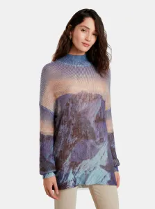 Blue Women's Patterned Sweater with Desigual Mountain Wool - Women